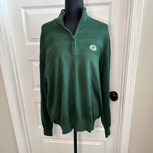 Cutter and Buck Green Bay Packers Mens Large‎ 1/4 Zip Sweater Cotton Size L